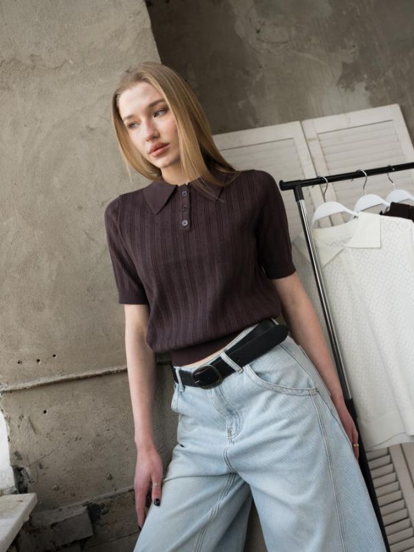 В'язане поло brown ТР6117