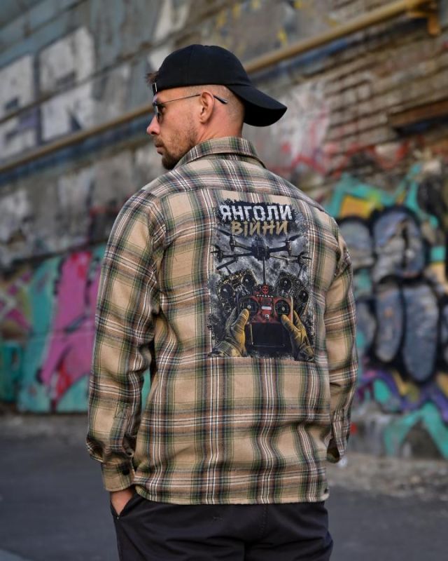 Клітчаста сорочка Янголи війни green РН4834