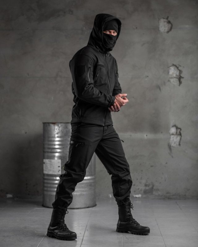 тактичний костюм SoftShell Police black ВТ7623
