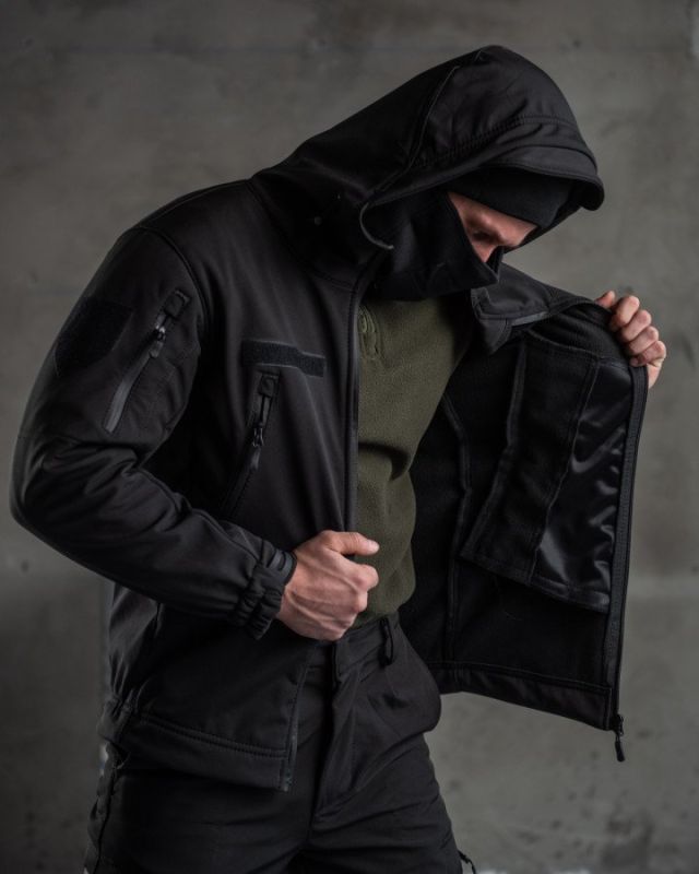 тактичний костюм SoftShell Police black ВТ7623
