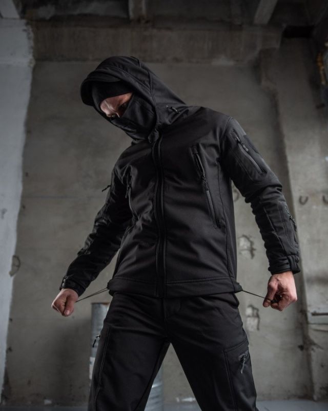 тактичний костюм SoftShell Police black ВТ7623