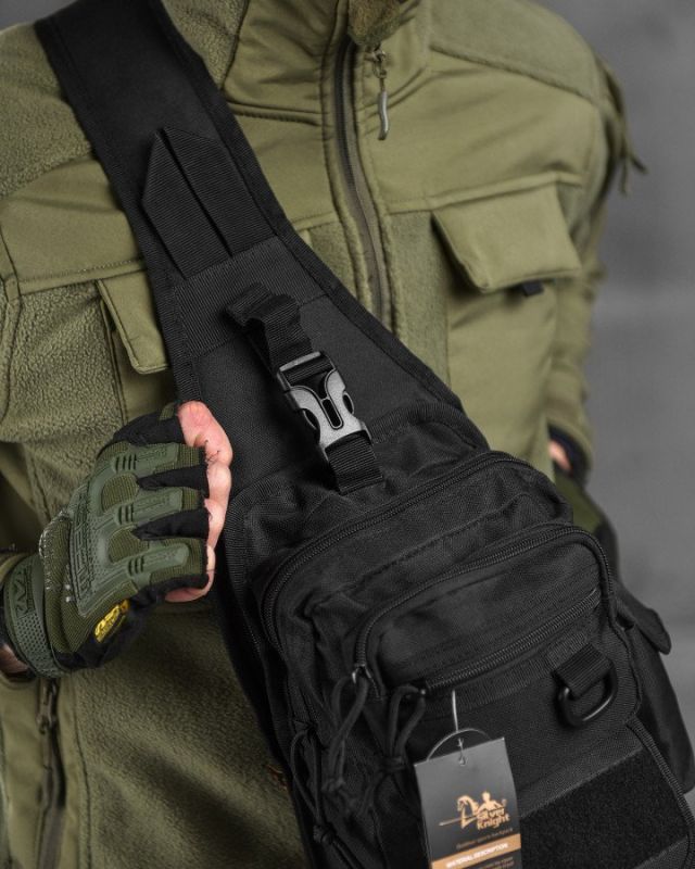 Рюкзак тактичний (Сумка-слінг) SILVER KNIGHT black k6 3-0