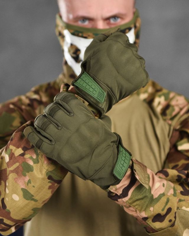 Зимові тактичні рукавички Softshell Olive