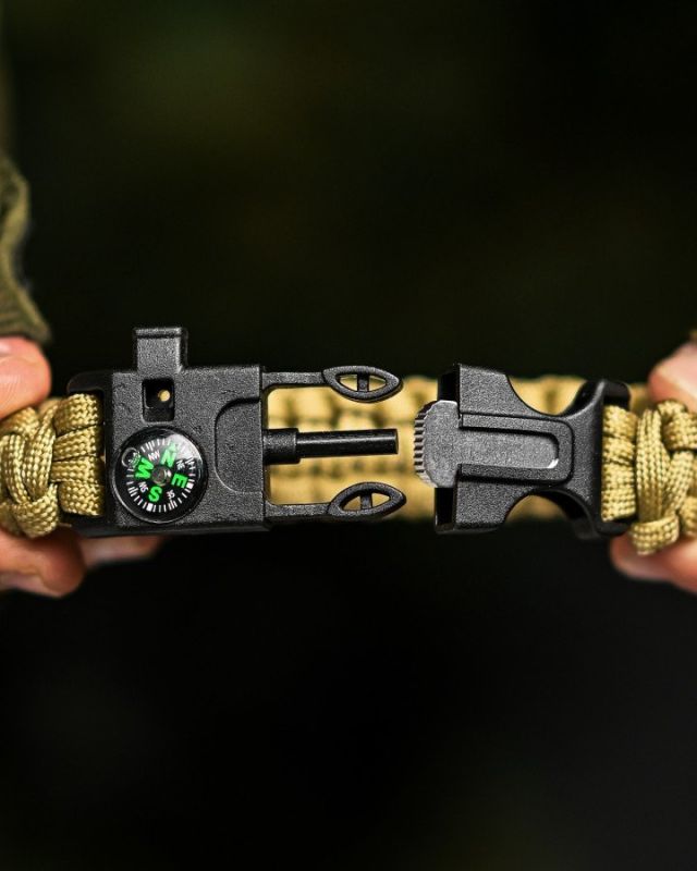PARACORD БРАСЛІТ З ВІСКОРЕМ, КОМПАСОМ І СВИСТКОМ КАЙОТ