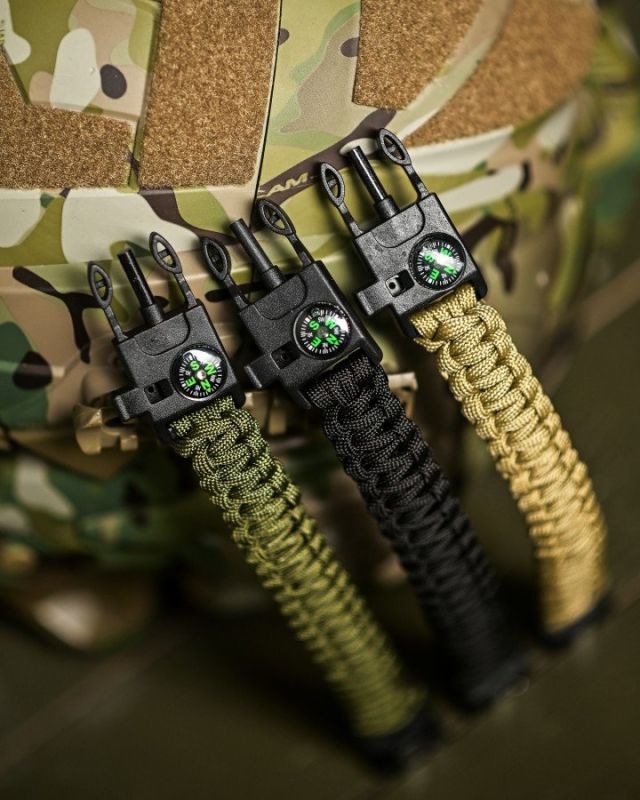 PARACORD БРАСЛІТ З ВІСКОРЕМ, КОМПАСОМ ТА СВИСТКОМ ЧОРНИЙ