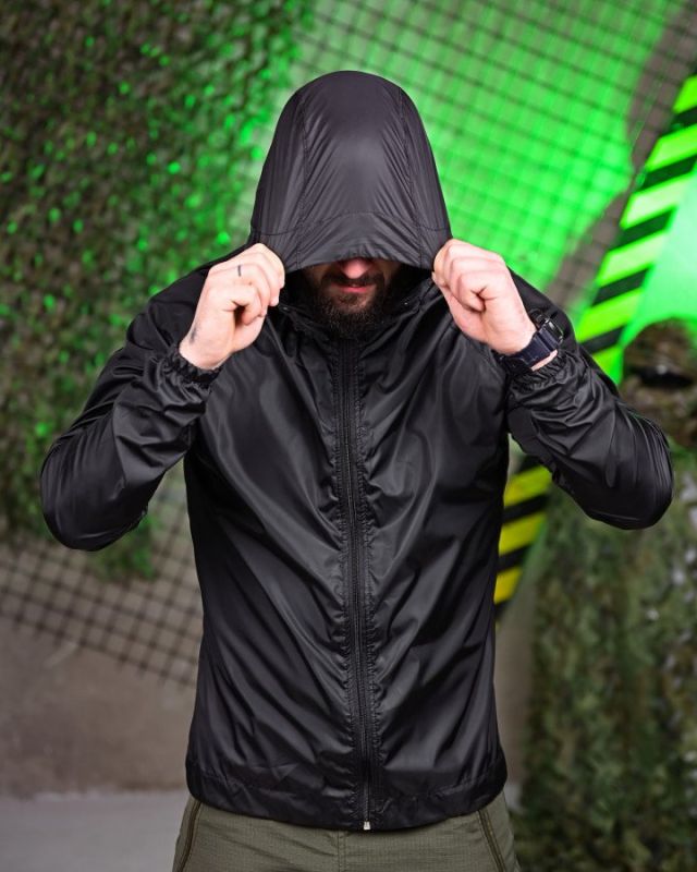ветровка дощовик кишеня чорна ВТ6382