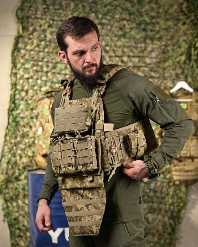 Плитоноска 4 швидких скидання з наплічником Cordura піксель ПП4632