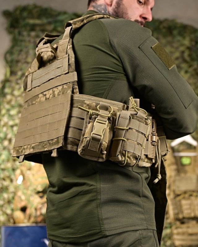 Плитоноска 4 швидких скидання з наплічником Cordura піксель ПП4632