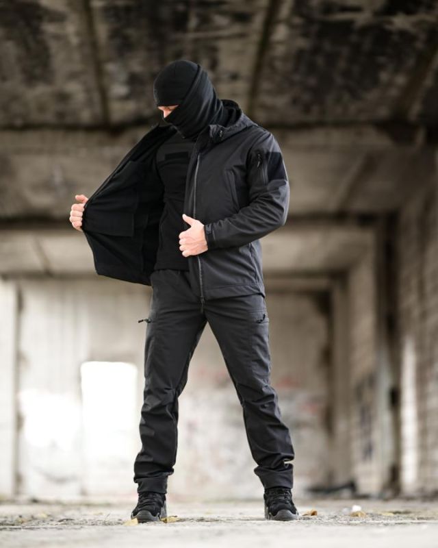 Тактичний костюм Softshell 5в1 LUNAR чорний ТР6407