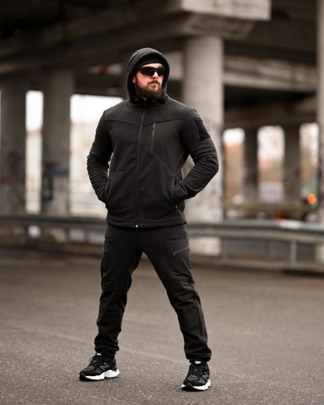 Флісовий спортивний тактичний костюм TARANTUL black ТР6551