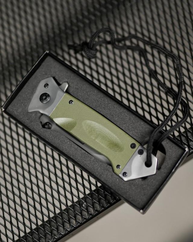 Ніж складаний інерційний Browning Tanto фліппер, олія G10+сталь, склобій, шнур ТР6764