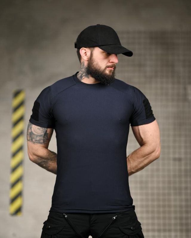 Тактична футболка (Compression Fit) синя ТР6914