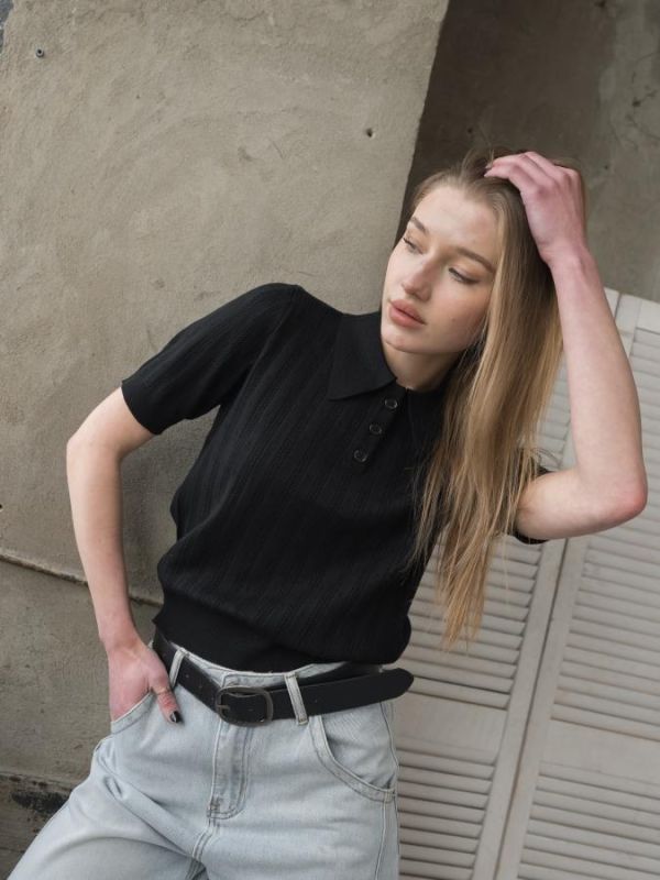 В'язане поло black ТР6116