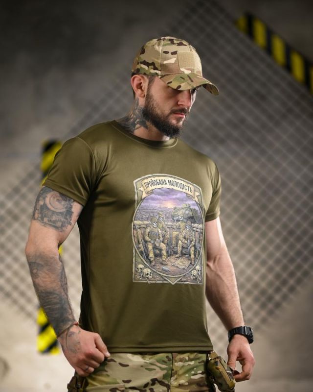 Тактична футболка BORN OF WAR Молодість олива ВТ4720