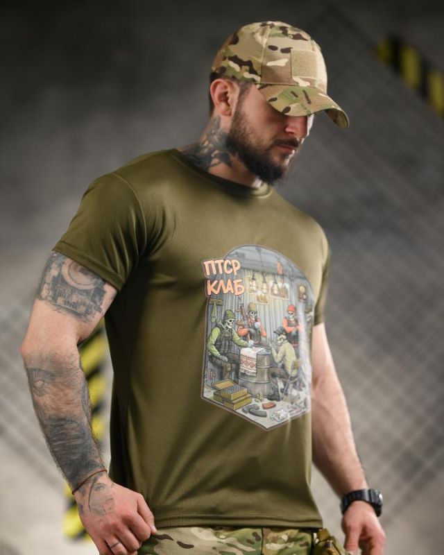Тактична футболка BORN OF WAR ПТСР клаб oliva ВТ4718