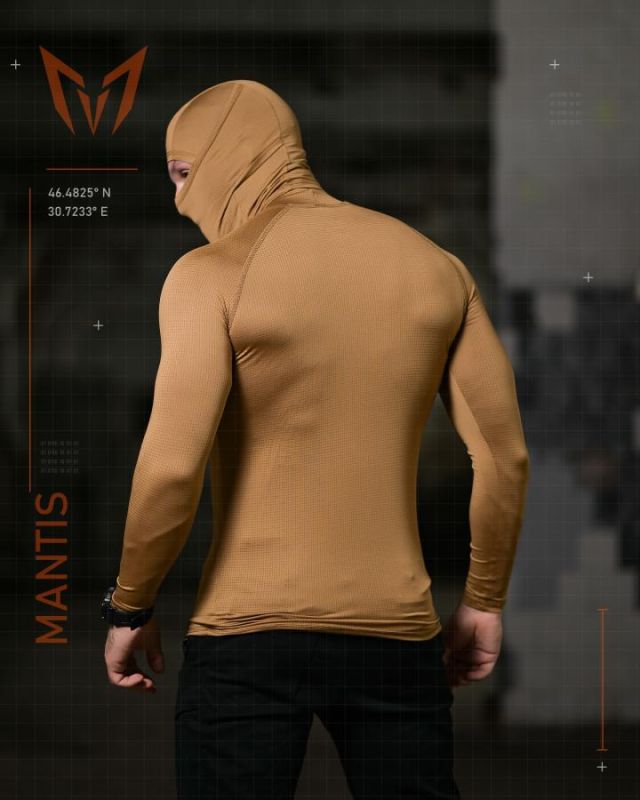 Тактичний лонгслів з балаклавою MANTIS® Phantom LS Combat Shirt - Coyote