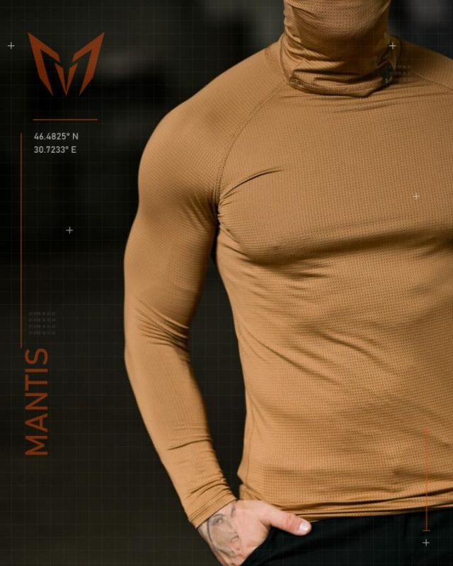 Тактичний лонгслів з балаклавою MANTIS® Phantom LS Combat Shirt - Coyote
