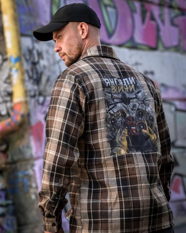 Рубашка в стилі мілітарі BORN OF WAR Янголи війни brown РН4835