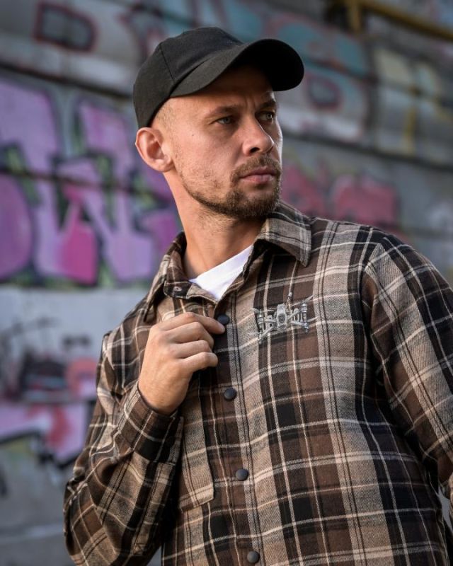 Рубашка в стилі мілітарі BORN OF WAR Янголи війни brown РН4835