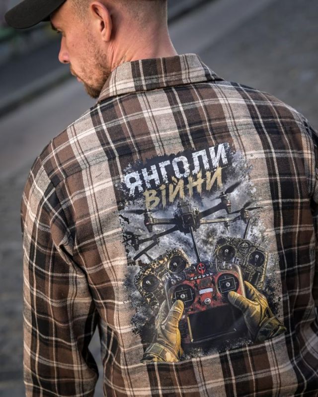Рубашка в стилі мілітарі BORN OF WAR Янголи війни brown РН4835