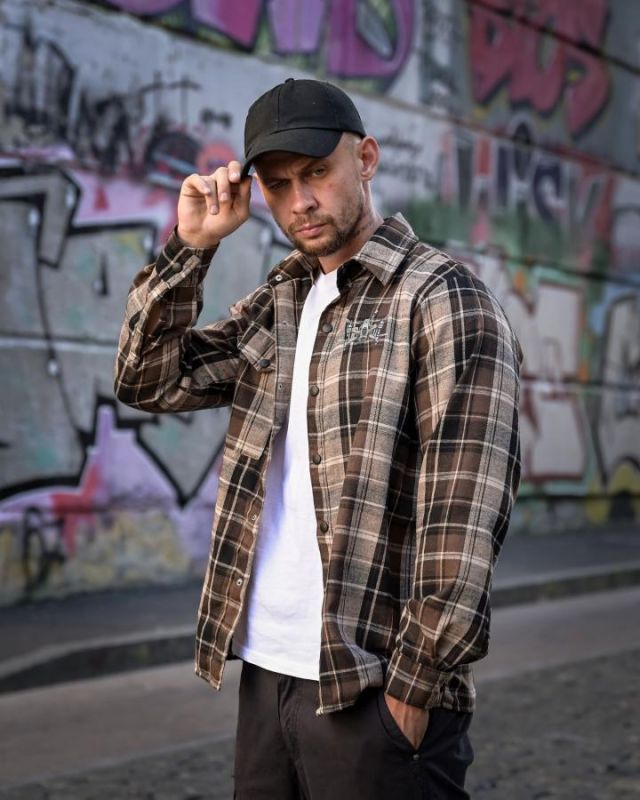 Рубашка в стилі мілітарі BORN OF WAR Янголи війни brown РН4835
