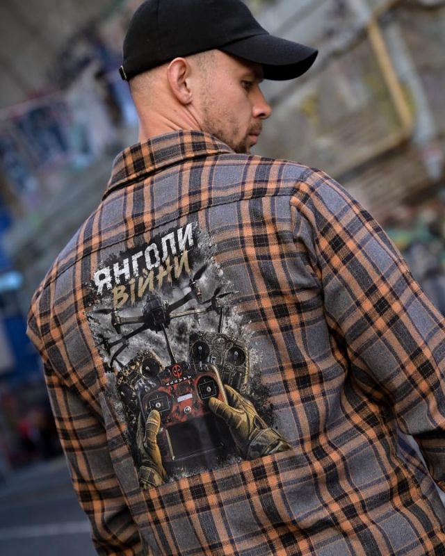 Клітчаста сорочка Янголи війни grey РН4823