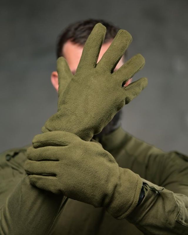 Утеплені тактичні рукавички Fleece Olive ВТ4751