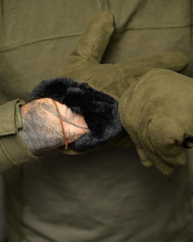 Утеплені тактичні рукавички Fleece Olive ВТ4751