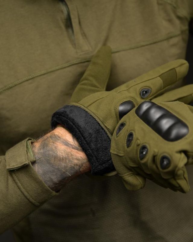 Тактичні утеплені рукавички Full Finger Olive олива ВТ4745