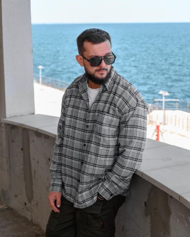 Рубашка оверсайз MANTIS® WORKMAN SHIRT-Smoke Plaid   ТР6078