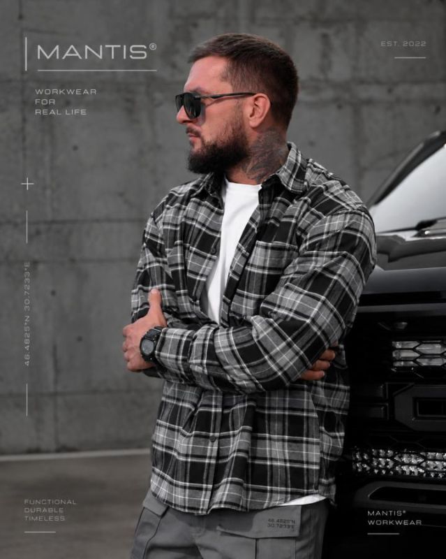 Рубашка оверсайз MANTIS® WORKMAN SHIRT- Blackstone Plaid ТР6895