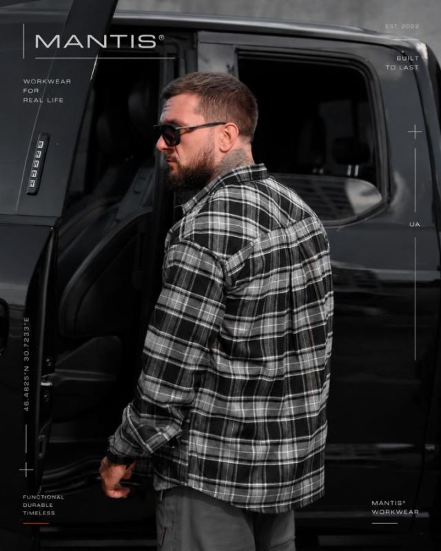 Рубашка оверсайз MANTIS® WORKMAN SHIRT- Blackstone Plaid ТР6895