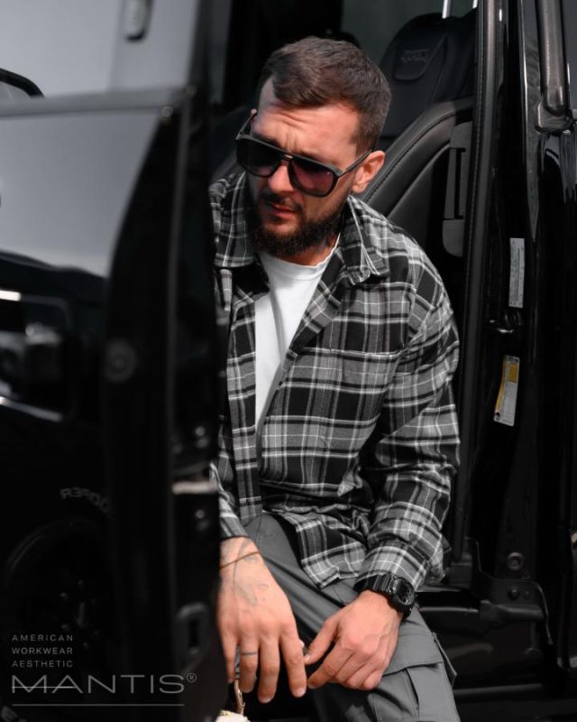 Рубашка оверсайз MANTIS® WORKMAN SHIRT- Blackstone Plaid ТР6895