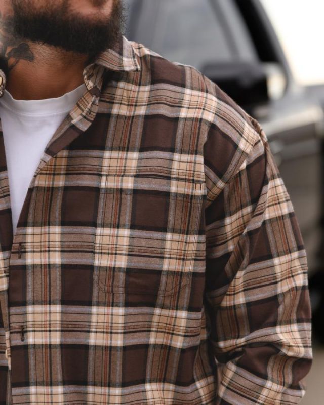 Рубашка оверсайз MANTIS® WORKMAN SHIRT- Brownstone Plaid ТР6897