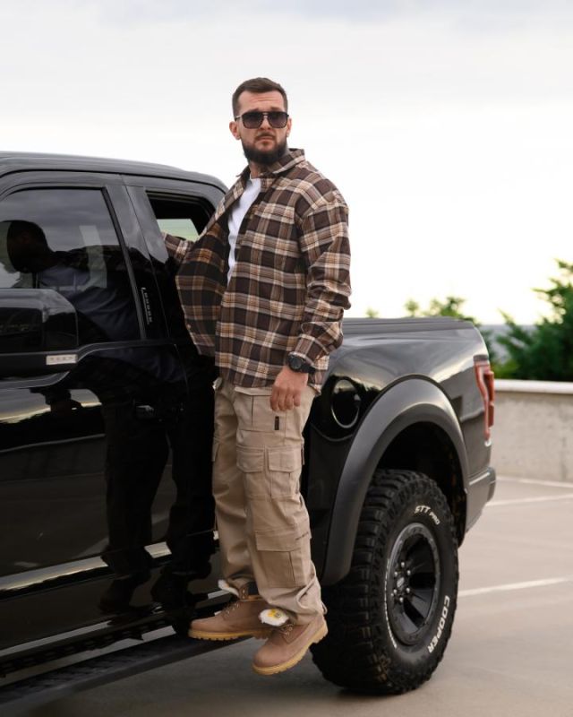 Рубашка оверсайз MANTIS® WORKMAN SHIRT- Brownstone Plaid ТР6897