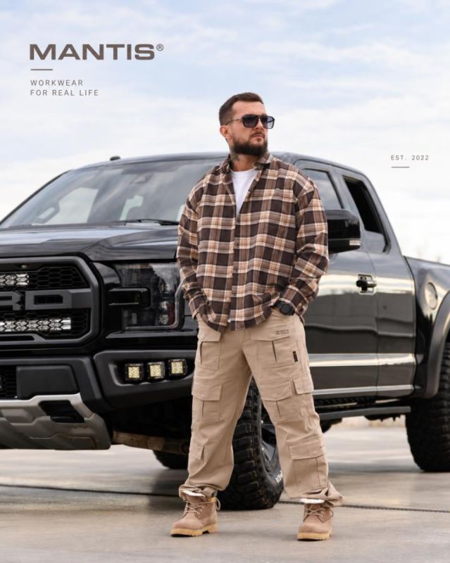 Рубашка оверсайз MANTIS® WORKMAN SHIRT- Brownstone Plaid ТР6897