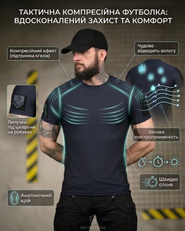Тактична футболка (Compression Fit) синя ТР6914