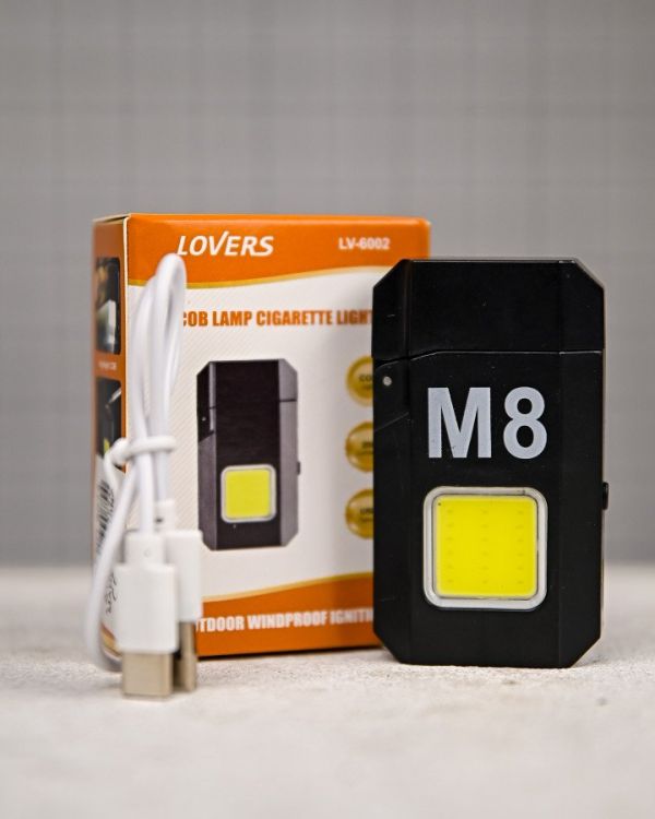 Електроімпульсна запальничка M8 USB з ліхтариком ПП8038