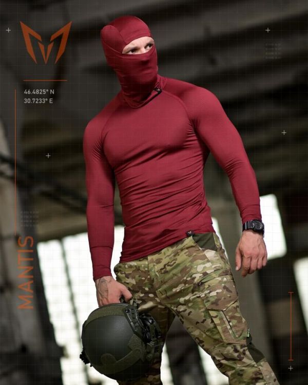 Тактичний лонгслів з балаклавою MANTIS® Phantom LS Combat Shirt - Maroon