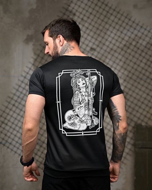 Тактична відводна футболка Girl 7.62 black ПП7816
