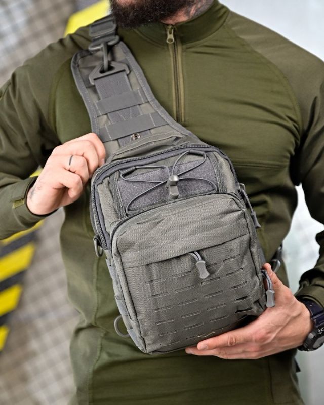 Тактична сумка нагрудна laser grey ПП4626
