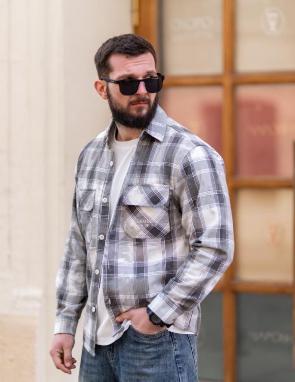 Сорочка в клітинку beg/grey ТР6800