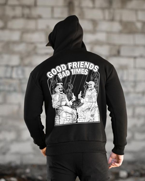 Мілітарі худі на флісі GENESIS Friends black ВТ6846