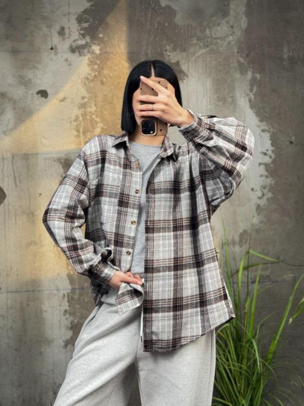Рубашка в клітку brown/ grey   ТР6811