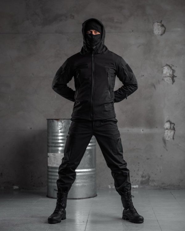 тактичний костюм SoftShell Police black ВТ7623