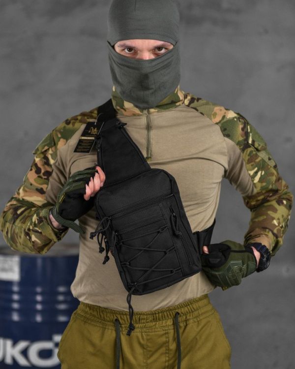 Сумка-слінг тактична з однією лямкою SILVER KNIGHT black ВТ6747