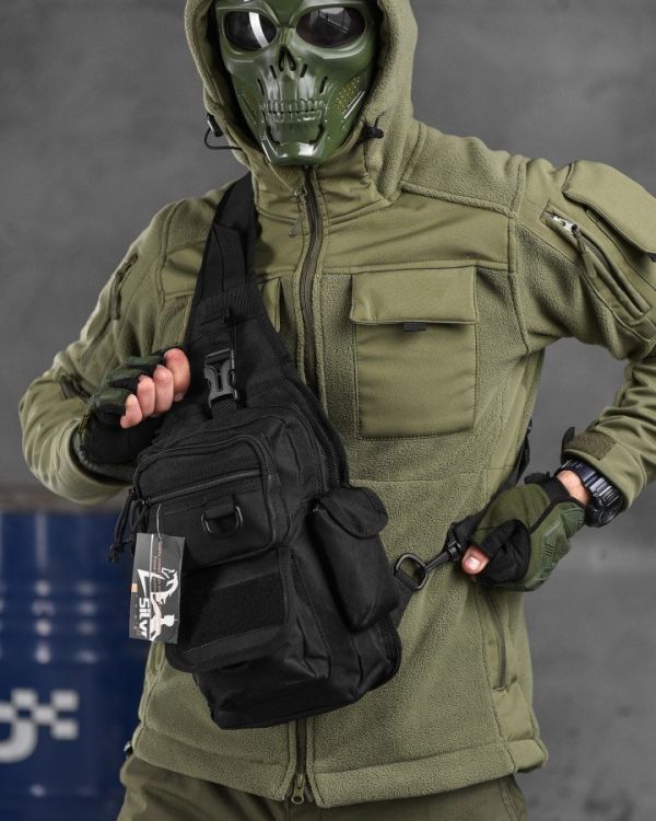 Рюкзак тактичний (Сумка-слінг) SILVER KNIGHT black k6 3-0